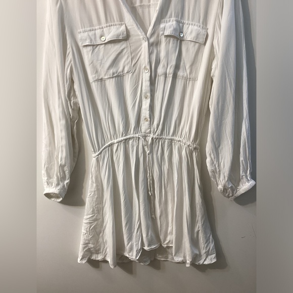 L*Space Amelia White Button-Down Swimsuit Cover-Up Dress Shirt Size S - Picture 5 of 15